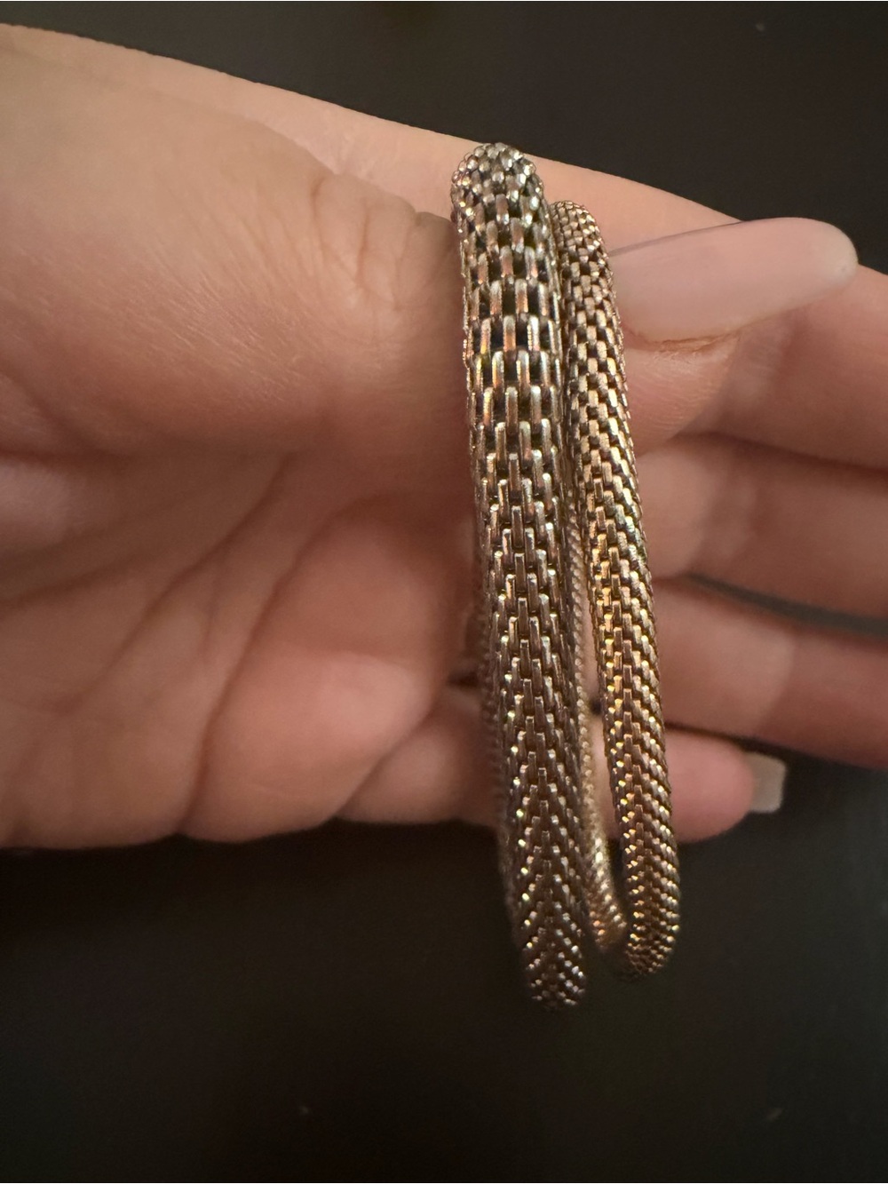 Gold-Tone Woven Mesh Bangle Bracelet - Elegant Women's Jewelry